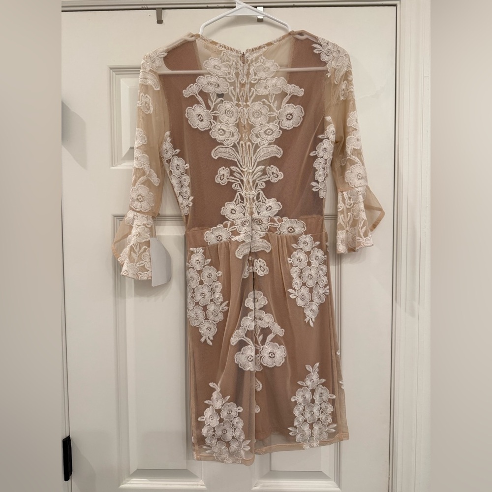 NWT For Love & Lemons Free People Temecula Mini Dress Ivory Tan Small - Picture 7 of 11